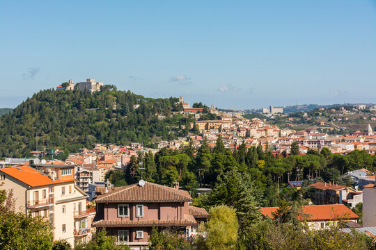 panorama of Campobasso city in Molise with Monforte castle