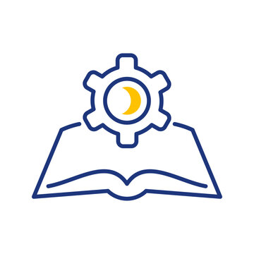Reference work icon. Education and reference material line symbol. Color.