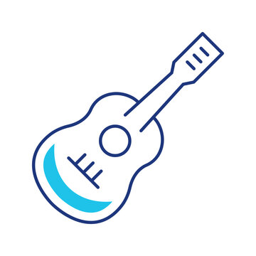 Ukulele guitar icon. Entertainment and string instrument line symbol. Color.