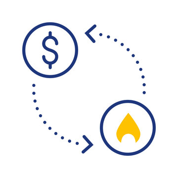 Gas purchase icon. Business and fuel sales line symbol. Color.