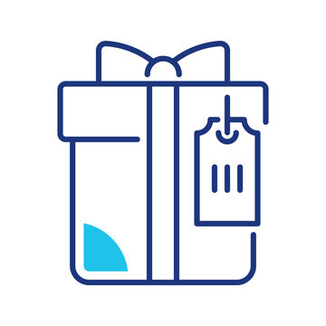 Gift box icon. Business and retail line symbol. Color.