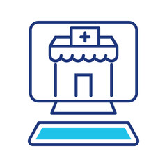 Fototapeta premium Telemedicine clinic icon. Healthcare and telemedicine line symbol. Color.