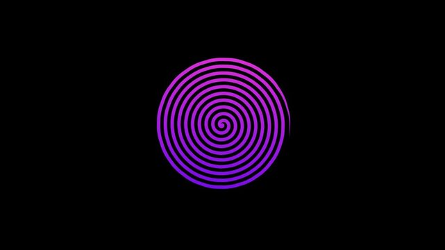 Spiral bold circle symbol animation isolated on black background
