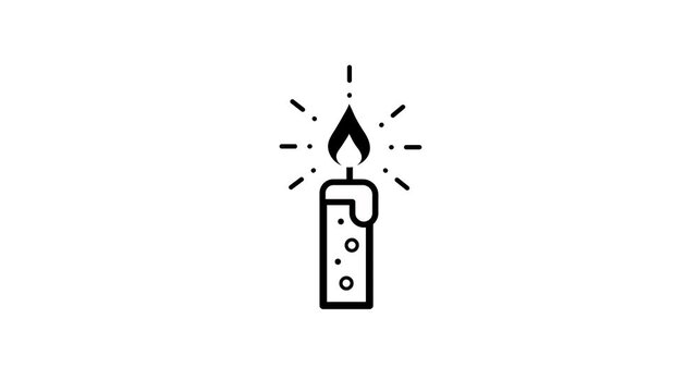Single candlelight icon animation isolated on white background