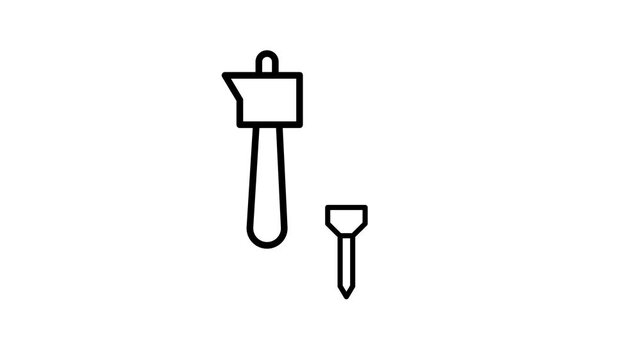 Hammer symbol icon animation isolated on white background