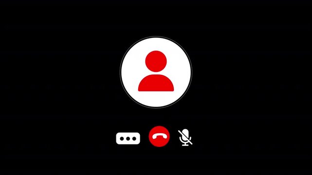 Incoming Call Screen Animation with Accept and Decline Option, Incoming call ring icon on 4K black background. 
