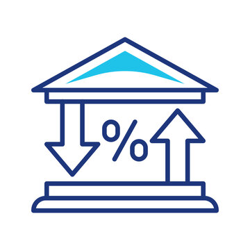Currency devaluation icon. Business and economics line symbol. Color.