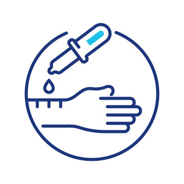 Skin test icon. Healthcare and allergy testing line symbol. Color.