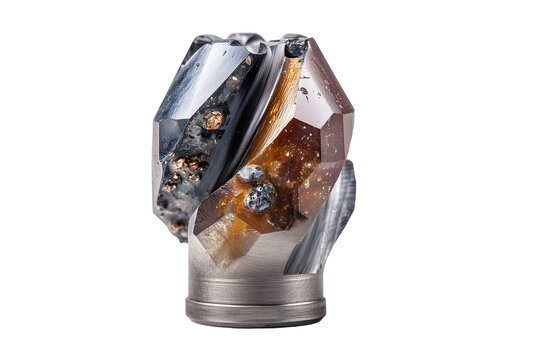 PDC bit with polycrystalline diamond compact cutters, designed for deep geologica isolated on transparent background, Clipart png