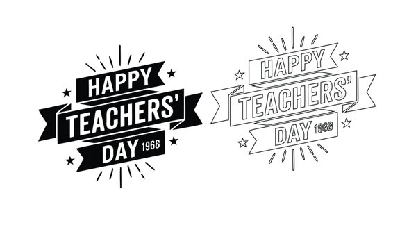 Teachers day vector graphics happy teachers' day 1968 badges ribbons for appreciation