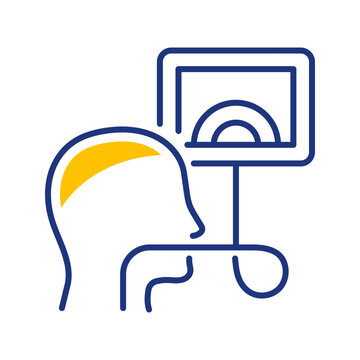 Stomach endoscopy icon. Healthcare and gastroenterology line symbol. Color.