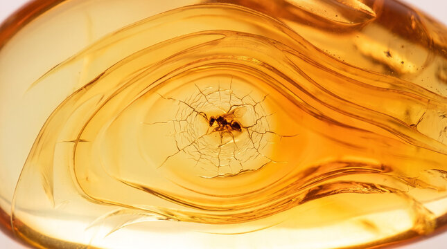 Prehistoric insect trapped in yellow amber resin