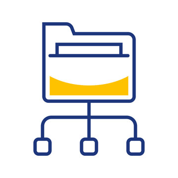 Network folder icon. Technology and file sharing line symbol. Color.