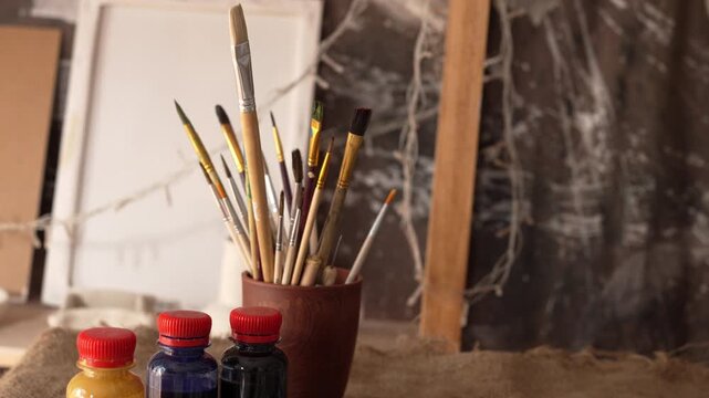 Art supplies and equipment an art studio