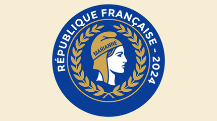 Fototapeta premium Marianne Bust Medal Emblem Illustration