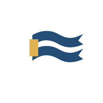 Blue and white ribbon with gold rectangle