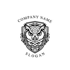 Fototapeta premium Owl Crest Logo Design - Wise Bird Emblem for Company Branding