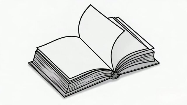 Close-up view of an open blank book pages isolated on white background