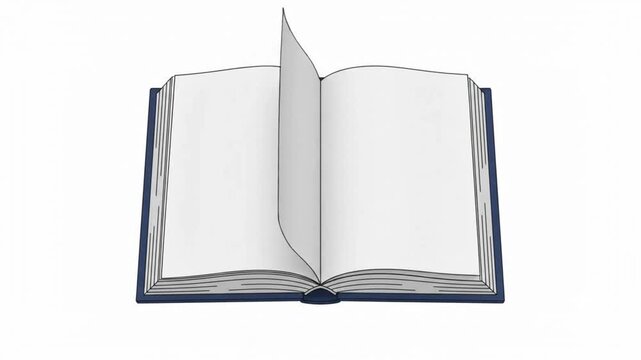 Flipping pages of an open book on a clean white background