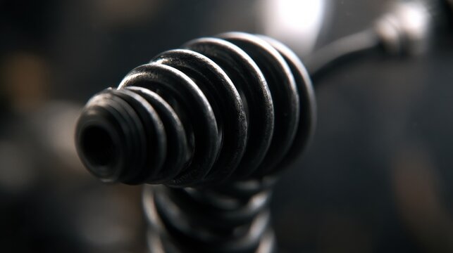 A tightly coiled spring is shown holding a compressed state, highlighting mechanical tension and energy on a dark background.