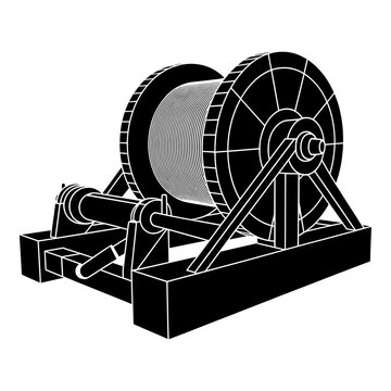 Industrial winch machine, heavy duty cable drum for lifting equipment.