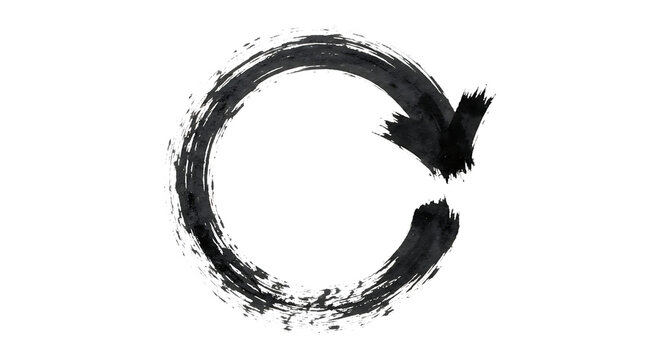 Handdrawn circular arrow symbol isolated on transparent background