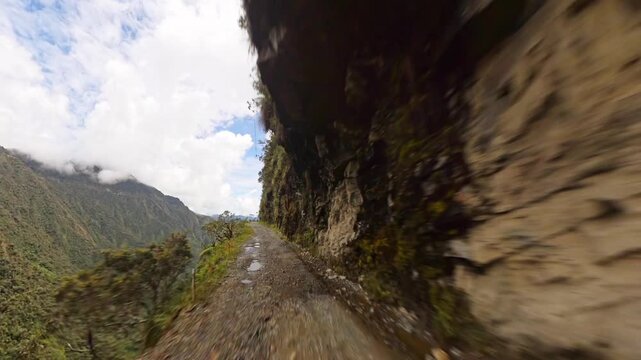 Driving Along the Dangerous Death Road in Bolivia POV