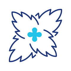 Mint leaf icon. Food and herbs line symbol. Color. © M.Style