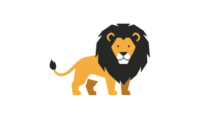Stylized lion character with black mane standing on white background © soto