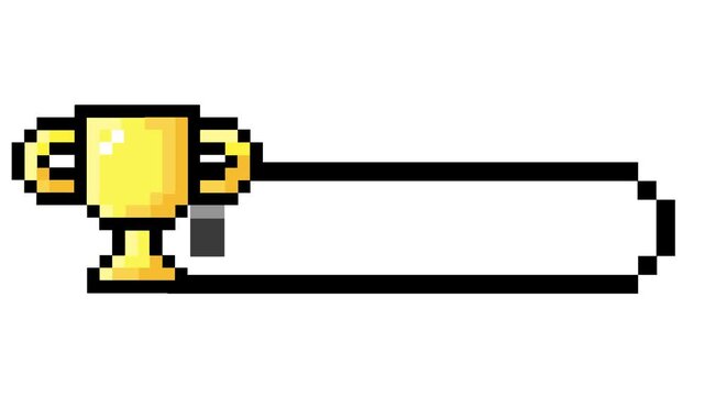 Vibrant pixel art golden trophy icon beside an empty progress bar, symbolizing gaming achievement, reward status, or a journey to success in a retro-style digital interface
