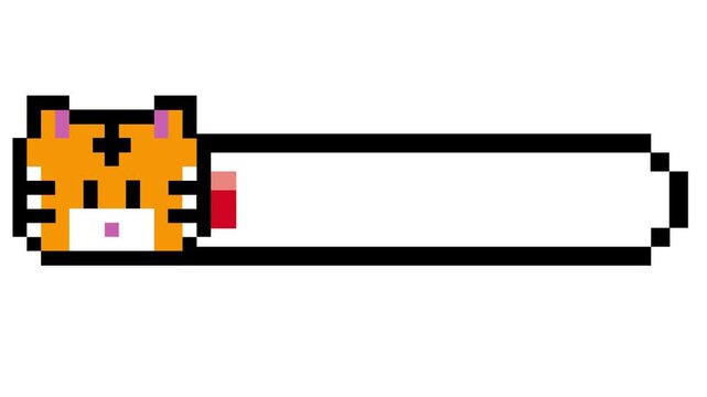Cute pixel art tiger health bar display for retro gaming UI elements, life indicators, and digital progress interfaces