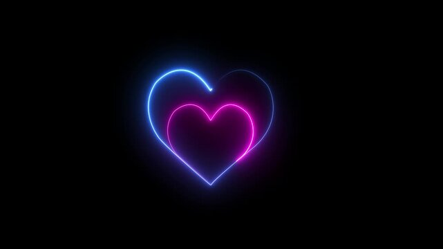 Vibrant neon heart shape glows with radiant scarlet love light paths on black grids. Valentine holiday digital cards implement a vibrant neon heart shape background vector.