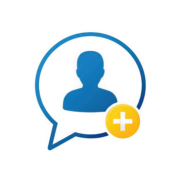 User profile speech bubble with plus sign isolated on transparent background