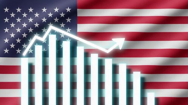 United States Economic Growth Animation Featuring Rising Financial Bar Graph Investment Market Analytics Business Performance Trade Statistics Economic Development