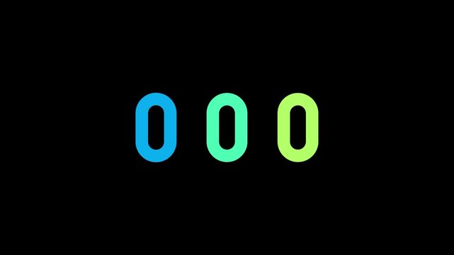 Three Outlined Geometric Shapes in Blue Teal and Green on Black Background