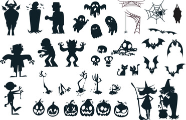 Obraz premium Halloween Silhouette Elements Collection