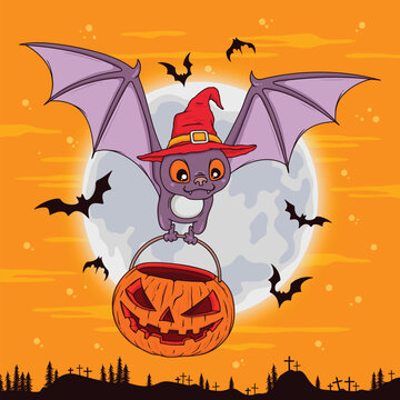 Cute Bat Halloween Character