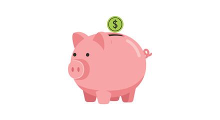 Pink piggy bank with dollar coin for savings concept © mcgr
