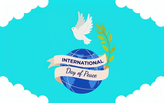 International day of peace illustration with dove and globe