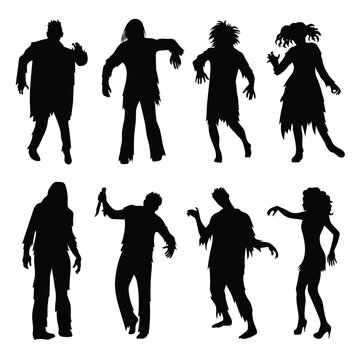 Zombie Silhouette Characters Set