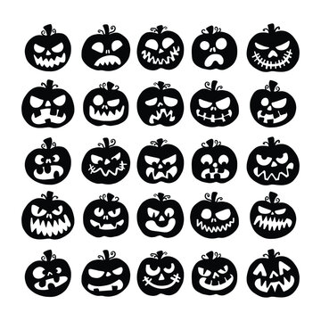 Jack O Lantern Pumpkin Faces Set
