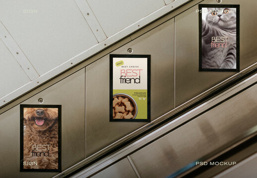 Pet Themed Escalator Advertising Mockup PSD