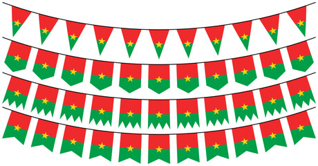 Obraz premium set collections Burkina Faso flag bunting garlands. Burkina Faso flag festive pennants. Burkina Faso flag decorating celebration design vector illustration