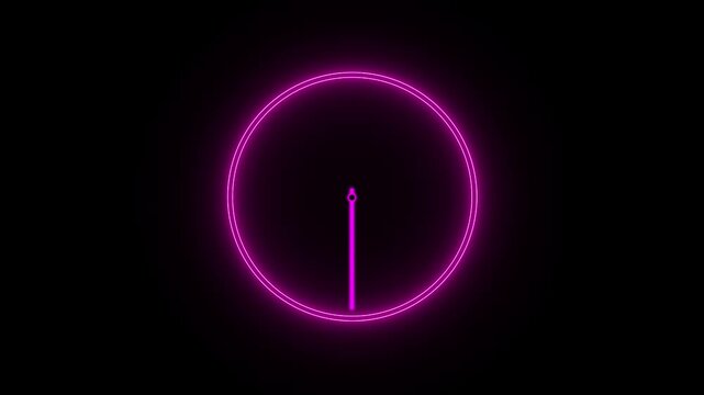 neon sing clock icon animation on background. neon clock icon animation