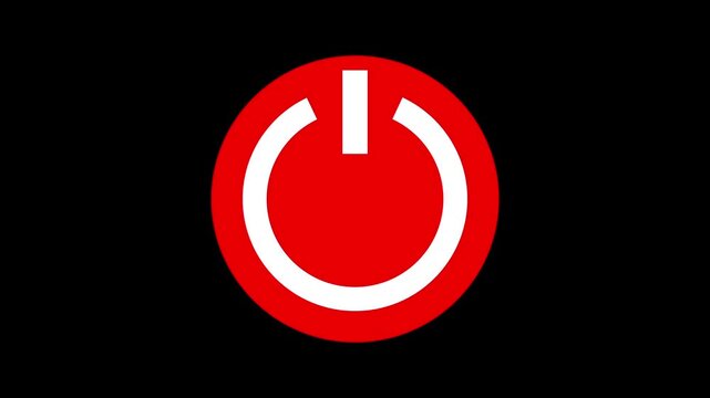 power icon animation on black background. Off power button concept