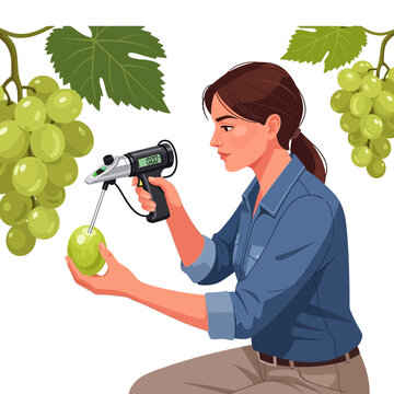 Female Viticulturist Testing Grape Sugar Content