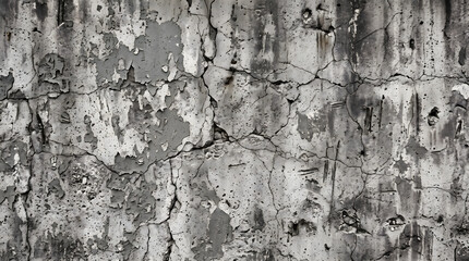 Obraz premium Weathered industrial gray concrete wall texture with deep cracks and distressed urban surface detail