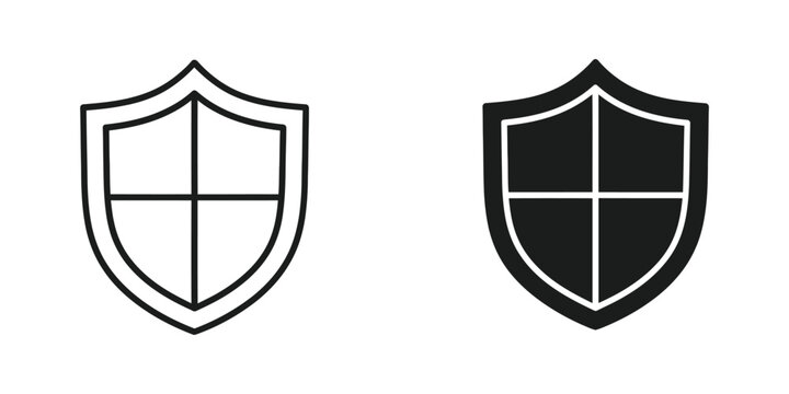 Shield protection set featuring four quadrants for security and safety concepts in minimalist defense