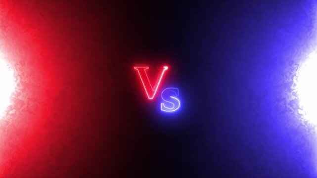 Vibrant competition versus symbol flashes combat match setup text inside smoke. Sports tournament broadcast loops implement a vibrant competition versus symbol interface bar.
