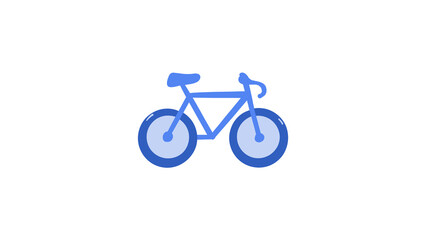 Fototapeta premium A simple vector illustration of a road bicycle rendered in shades of blue with a light blue frame, dark blue wheels, and a blue saddle
